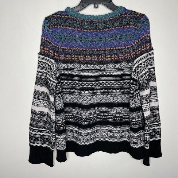 (nude) Sweater Women IT 42 US Medium Fair Isle Virgin Wool Blend Metallic Detail - Picture 7 of 11